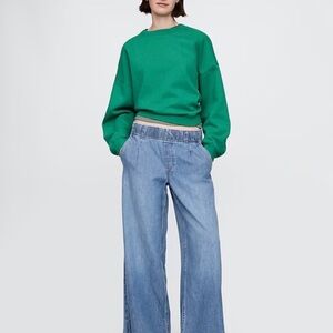 Gap Mid Rise UltraSoft Pleated Easy Baggy Jeans – Medium Indigo – Relaxed Fit